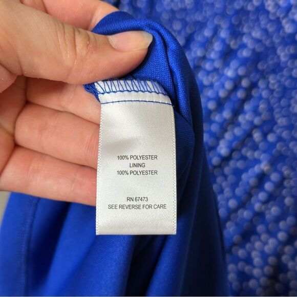 BNWT Taylor Blue Ivory Polka Dot V-Neck Elbow Tie Sleeve Smocked Maxi Dress 22W - Picture 9 of 12